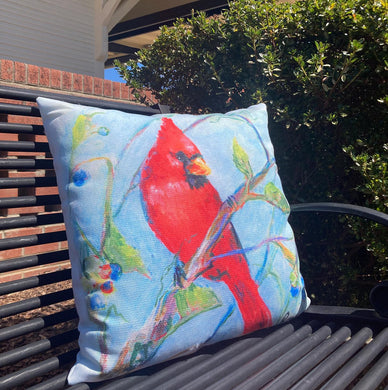 Cardinal w Blueberries Pillow