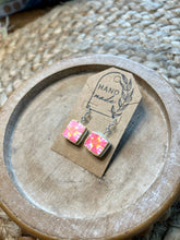 Load image into Gallery viewer, Pink Barn Quilt Clay Earrings