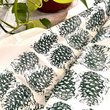 Load image into Gallery viewer, Small Pinecones Block Printed Tea Towel