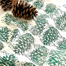 Load image into Gallery viewer, Small Pinecones Block Printed Tea Towel