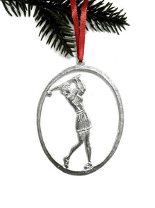 Pewter Female Golfer Ornament