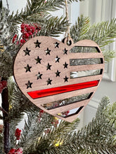 Load image into Gallery viewer, Blue/Red Line Heart Ornament