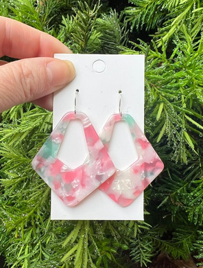 Cotton Candy Diamond Acrylic Statement Earrings