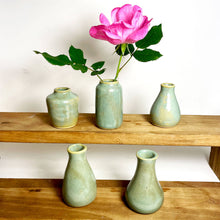 Load image into Gallery viewer, Sea Mist Celadon Bud Vase Set – Handmade Ceramic Mini Vases