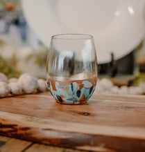 Load image into Gallery viewer, Cool Blues Hand Painted Wine Glass