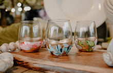 Load image into Gallery viewer, Cool Blues Hand Painted Wine Glass