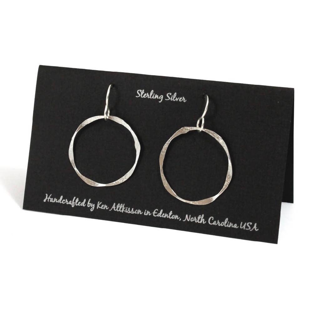 Sterling Silver Hammered Circle Earrings