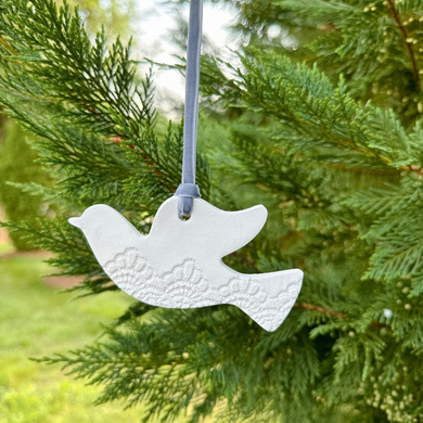 Handmade Clay Dove Ornament
