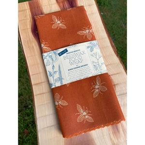 Beeswax Bread Wrap - Orange Bee Print