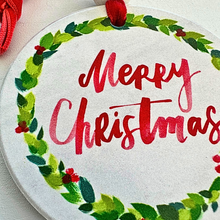 Load image into Gallery viewer, Christmas Wreath Ceramic Ornament