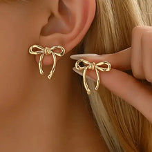 Load image into Gallery viewer, Gold Bow Stud Earrings