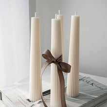 Load image into Gallery viewer, Ribbed Tower Taper Candles - Set of 2
