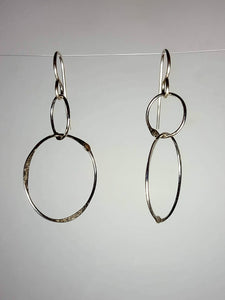 Sterling Silver Long Circle Earrings