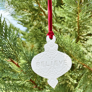 Believe Clay Ornament