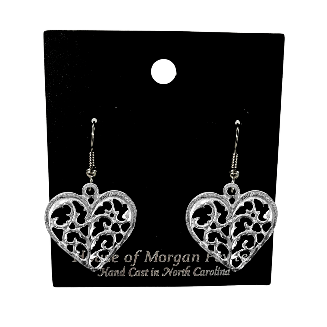 Pewter Swirly Heart Earrings