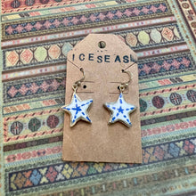 Load image into Gallery viewer, Blue + White Stars Clay Earrings