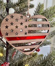 Load image into Gallery viewer, Blue/Red Line Heart Ornament