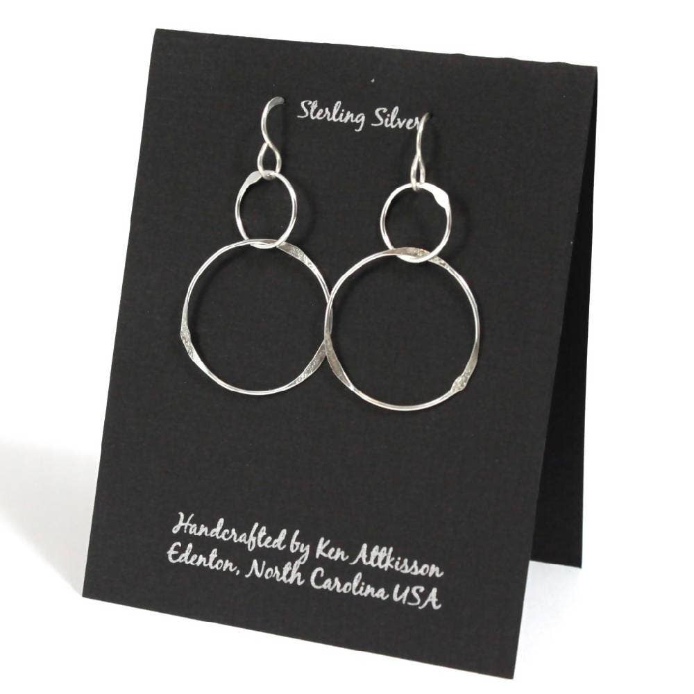 Sterling Silver Long Circle Earrings