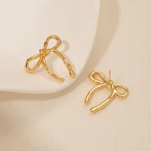 Load image into Gallery viewer, Gold Bow Stud Earrings