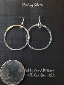 Sterling Silver Hammered Circle Earrings