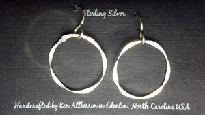 Sterling Silver Hammered Circle Earrings