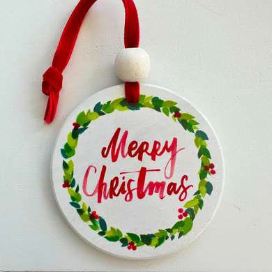 Christmas Wreath Ceramic Ornament