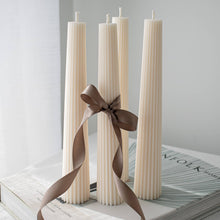 Load image into Gallery viewer, Ribbed Tower Taper Candles - Set of 2