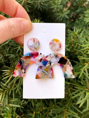 Multi Color Mod Acrylic Arch Earrings