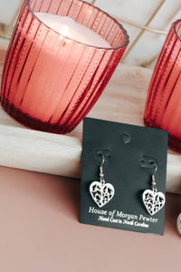 Pewter Swirly Heart Earrings