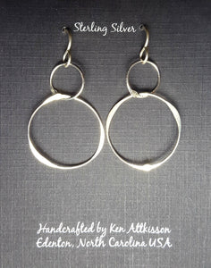 Sterling Silver Long Circle Earrings