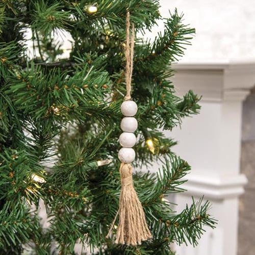 White Wooden Bead Ornament
