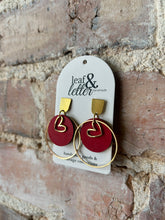 Load image into Gallery viewer, Layered Red Heart Earrings