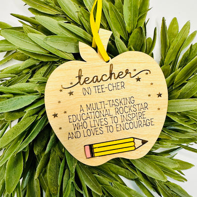 Round Wood Teacher Ornament