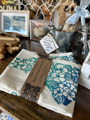 Block Printed NC Tea Towel