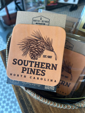Southern Pines Leather Coaster