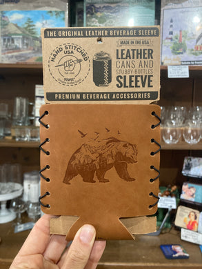 Leather Mountain Bear Can Holder