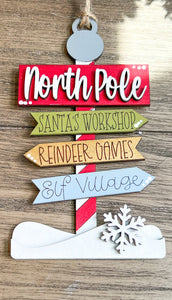 North Pole Wood Ornament