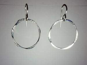 Sterling Silver Hammered Circle Earrings