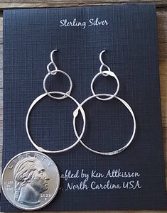 Sterling Silver Long Circle Earrings