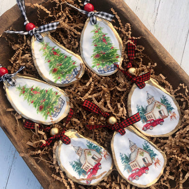 Christmas Cardinal Tree Oyster Ornament