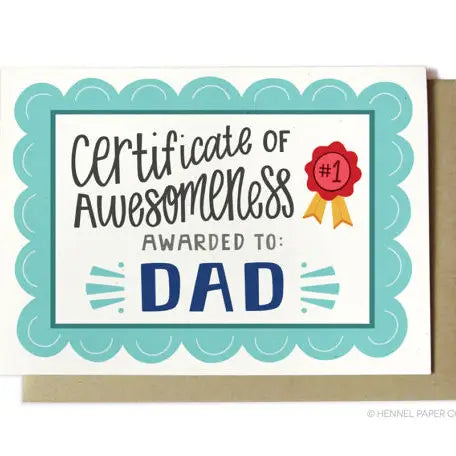 Certificate of Awesomeness Fathers Day Card