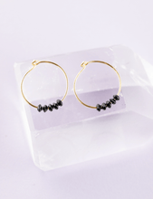 Load image into Gallery viewer, Believe Black Spinel Mantra Earrings