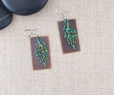 Layered Brass Branch Patina Earrings