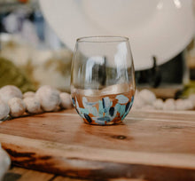 Load image into Gallery viewer, Cool Blues Hand Painted Wine Glass