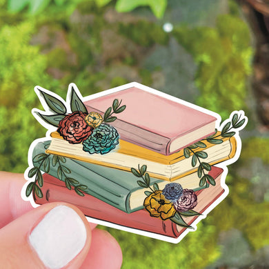 Floral Books Sticker