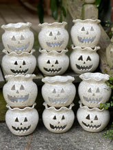 Load image into Gallery viewer, Speckled White Ceramic Jack O Lantern