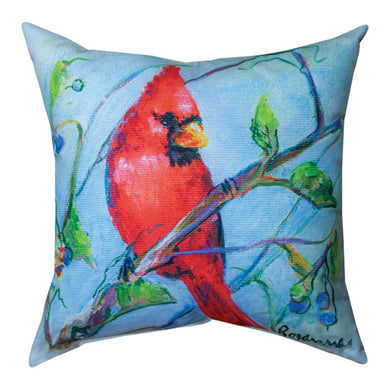 Cardinal w Blueberries Pillow