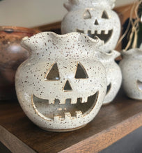 Load image into Gallery viewer, Speckled White Ceramic Jack O Lantern
