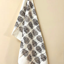 Load image into Gallery viewer, Small Pinecones Block Printed Tea Towel
