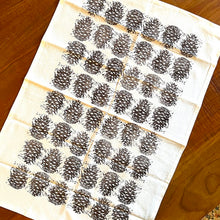 Load image into Gallery viewer, Small Pinecones Block Printed Tea Towel